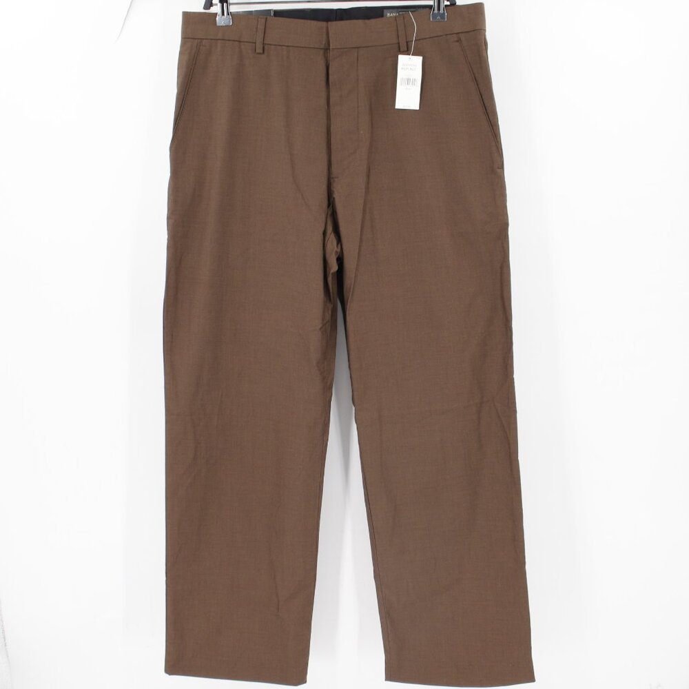 NWT Banana Republic Dress Pants Mens 35 L30 Straight Leg Flat Front Cotton Brown
